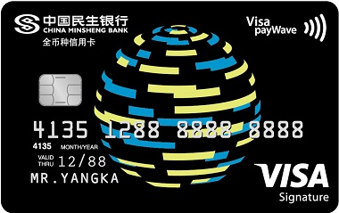 Visa品牌民生芯动信用卡